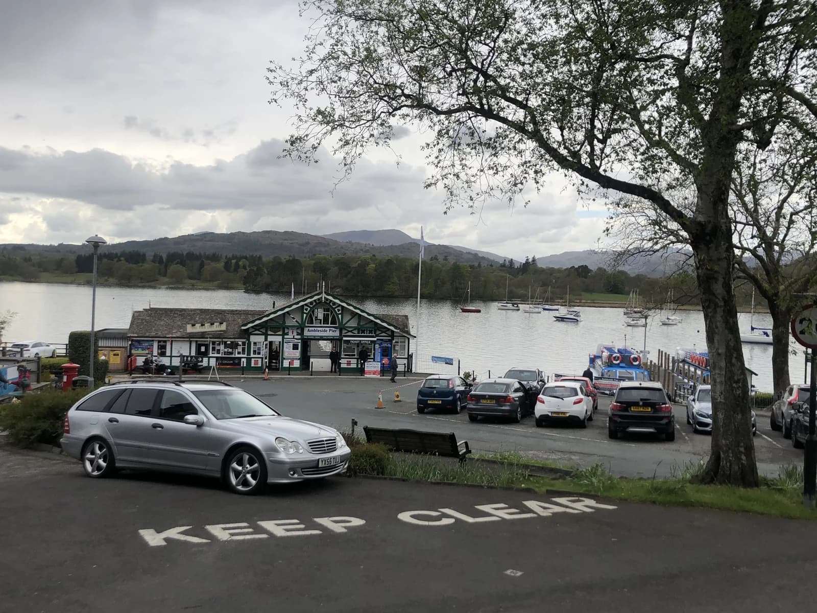 The pier building and lake front at Waterhead, Ambleside, at the head of Windermere