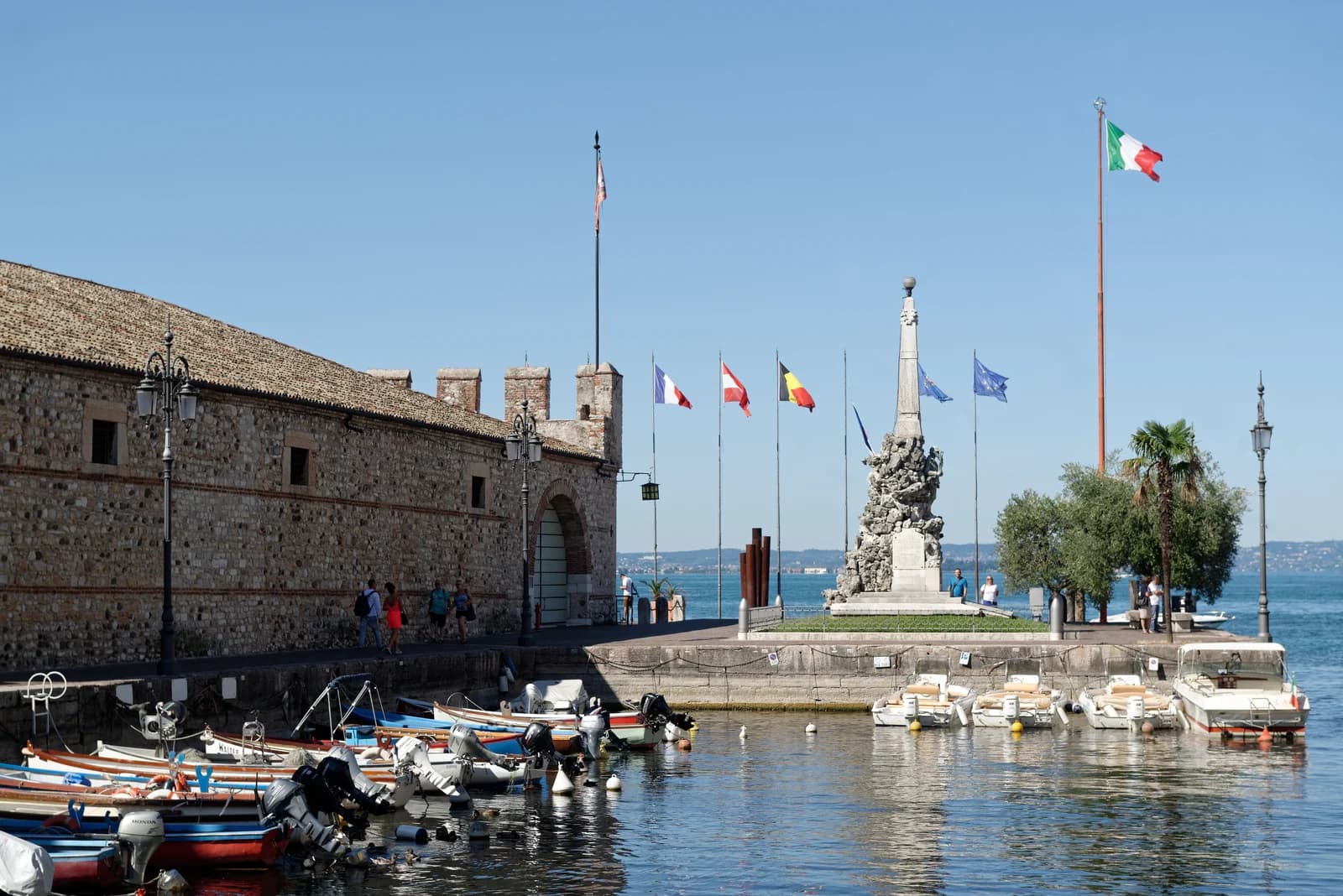 Lazise harbour and the old Venetian customs house on the eastern shore of Lake Garda