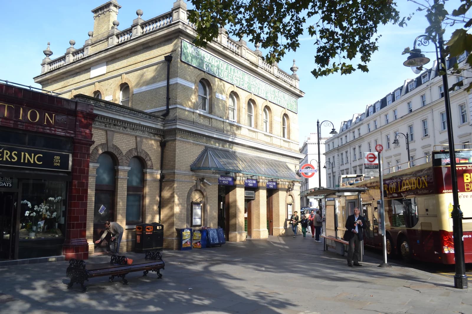 The old station building on Gloucester Road in South Kensington on a sunny morning