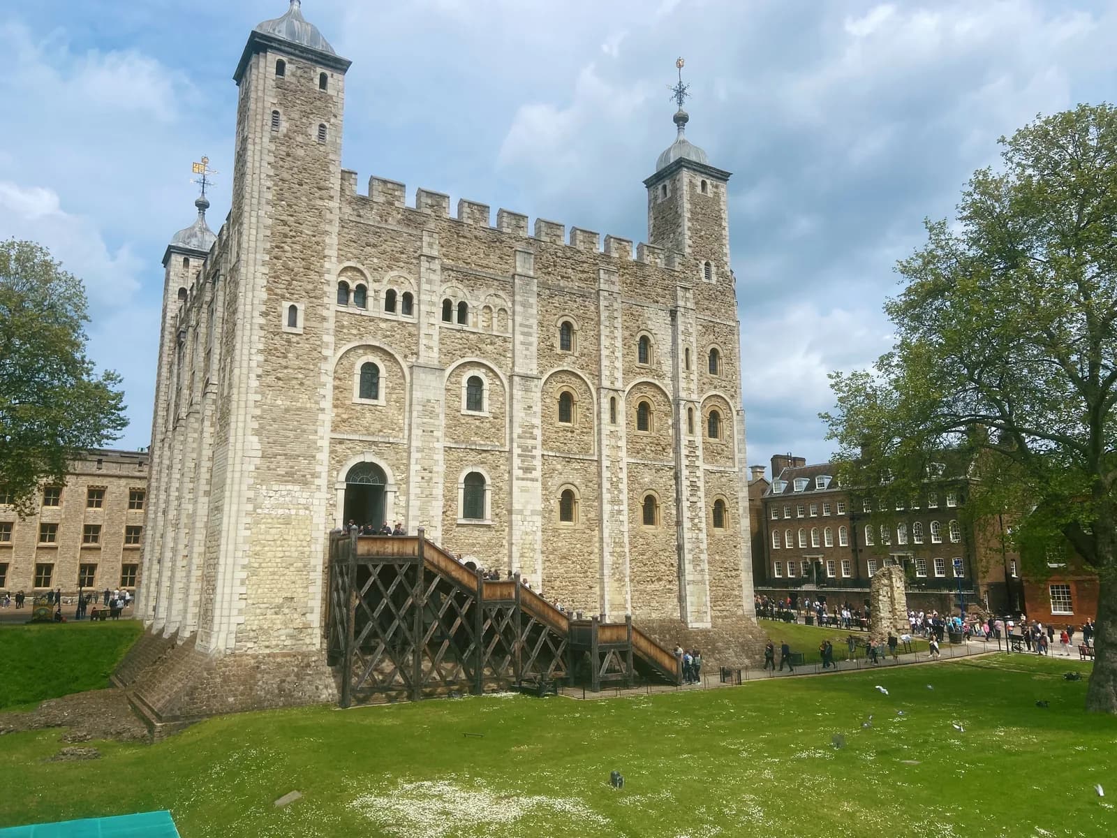 The White Tower standing on the lawn inside the Tower of London