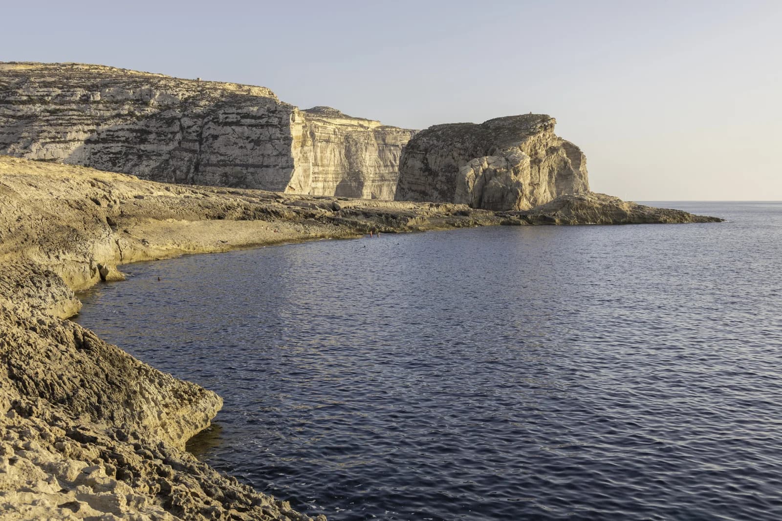 Rocky shore and cliffs at Dwejra on the west coast of Gozo, near San Lawrenz
