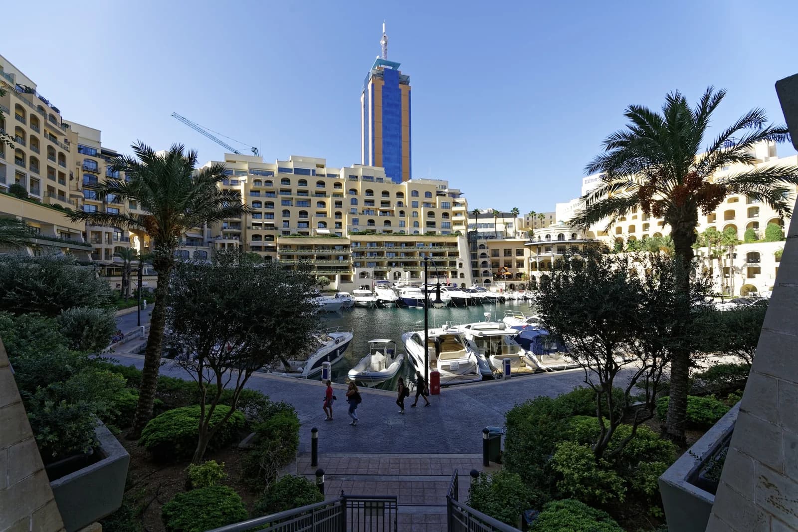 Palms and yachts around the Portomaso marina in St Julian's