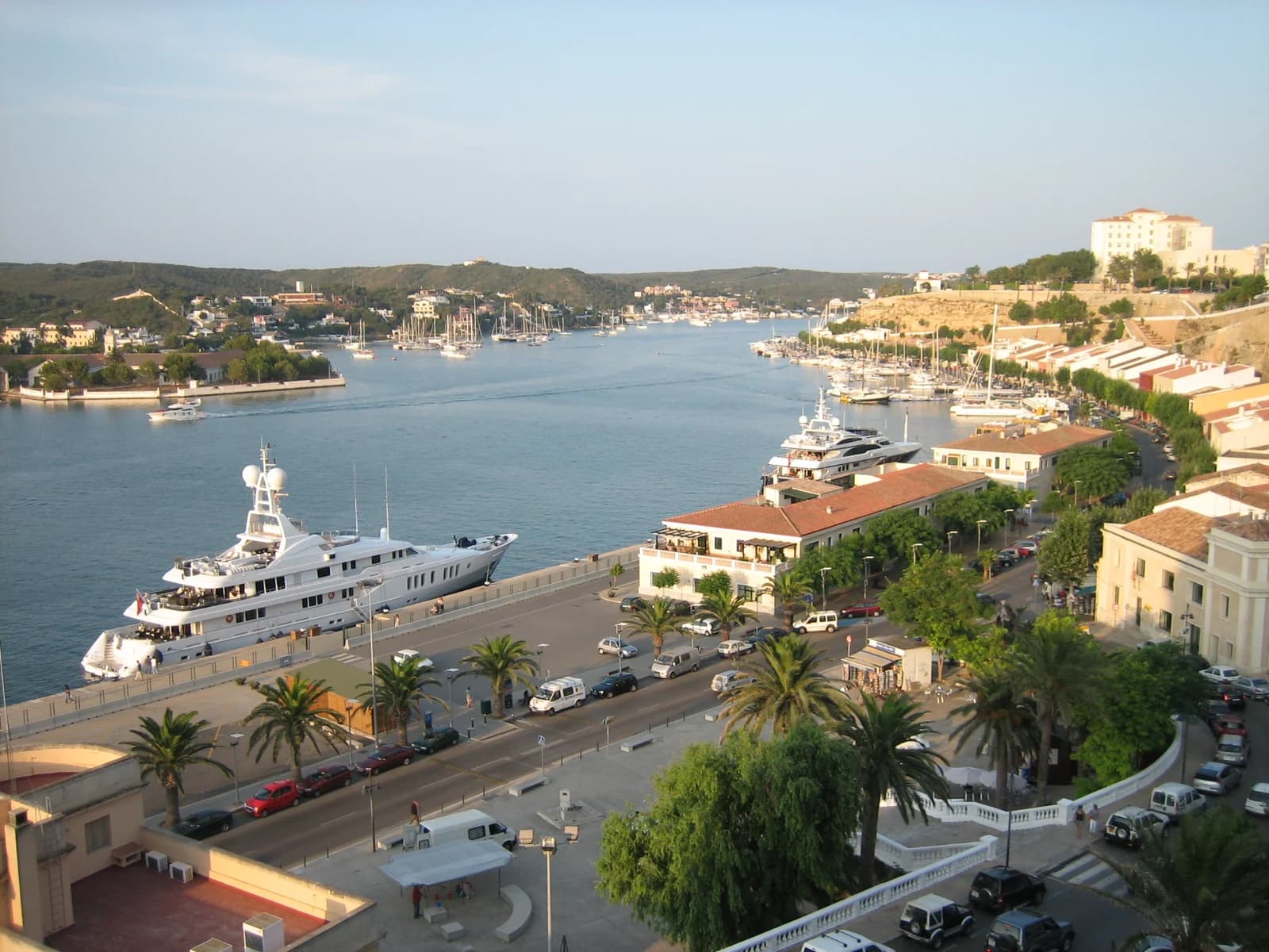 Mahon harbour and its waterfront seen from above the port