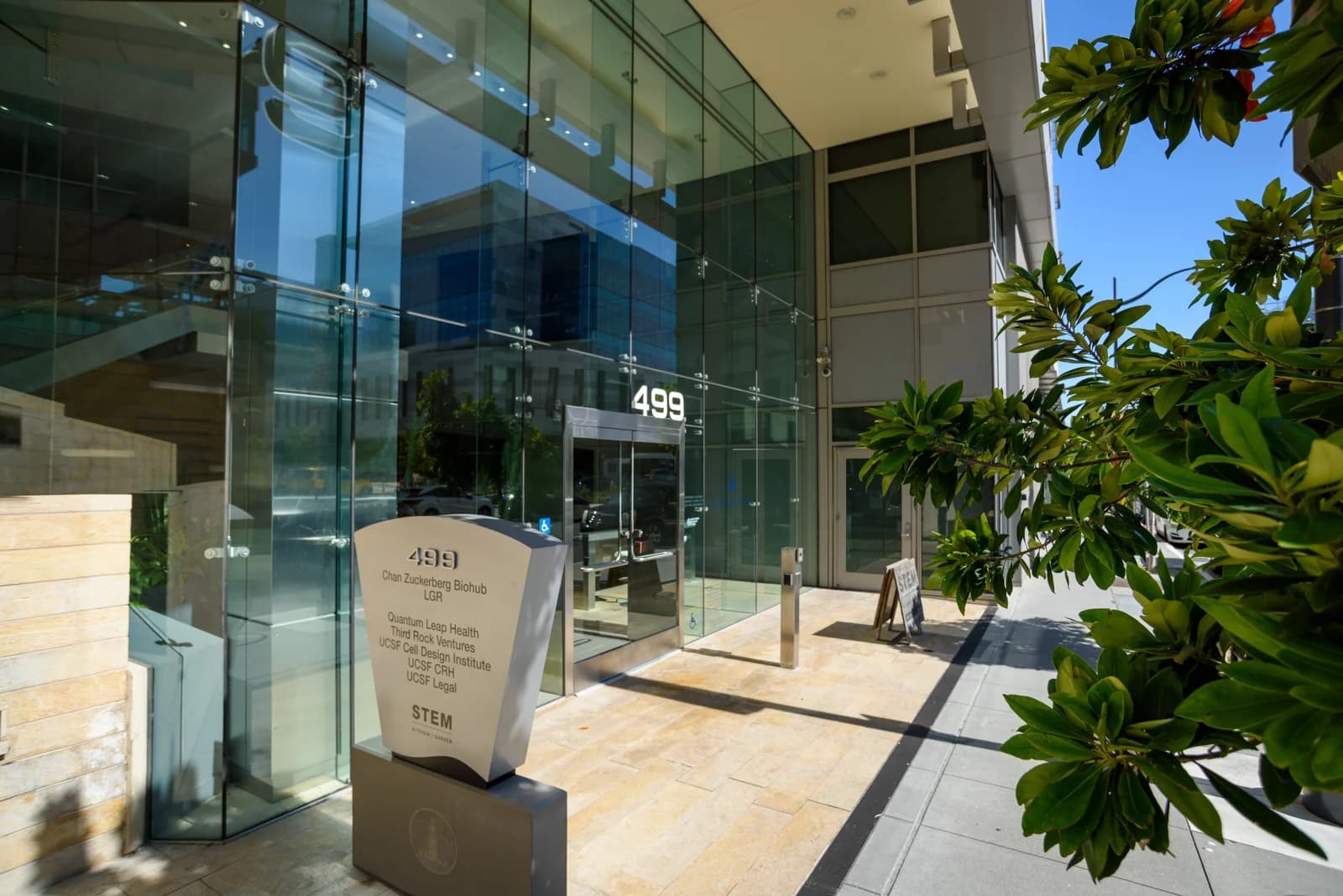 A modern apartment building entrance on Illinois Street in Mission Bay, San Francisco