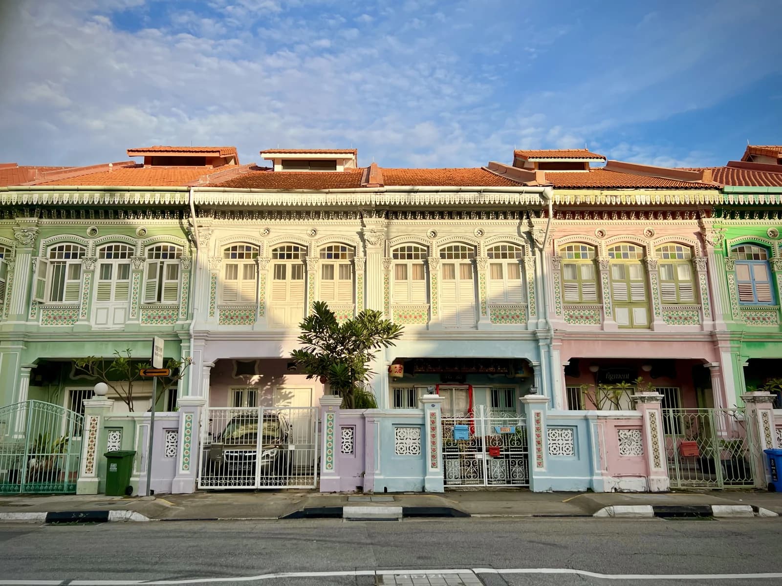 The painted Peranakan shophouses on Koon Seng Road in Katong
