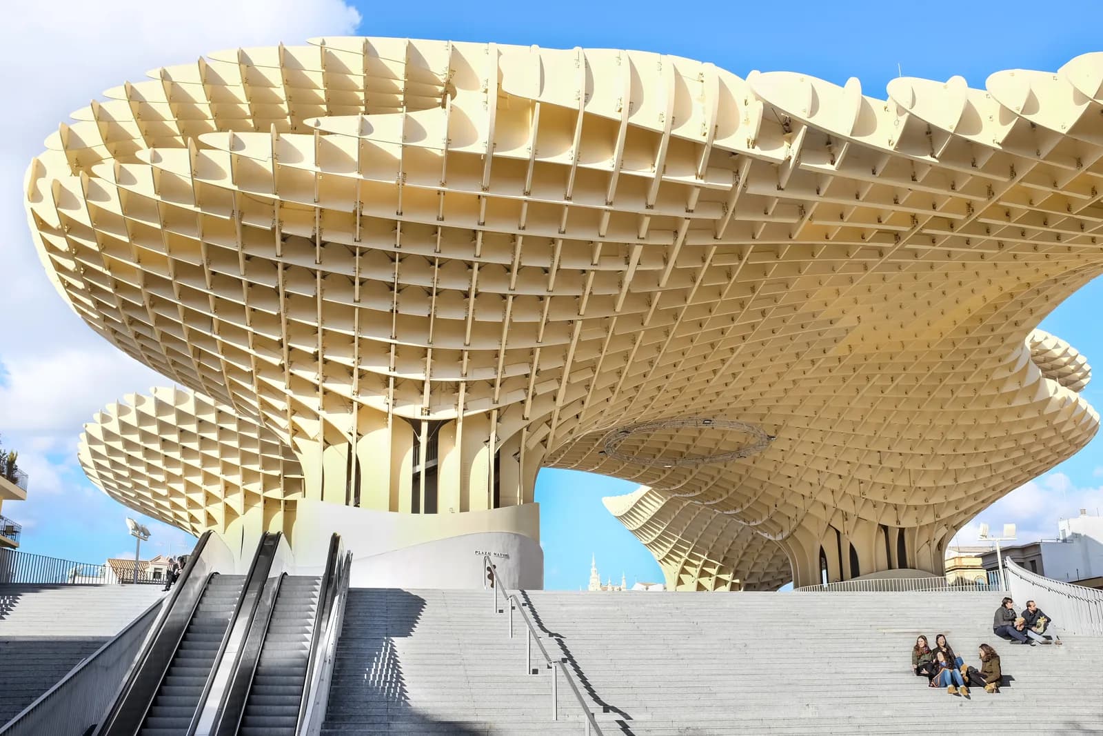 The Metropol Parasol shading the square at Plaza de la Encarnacion in central Seville