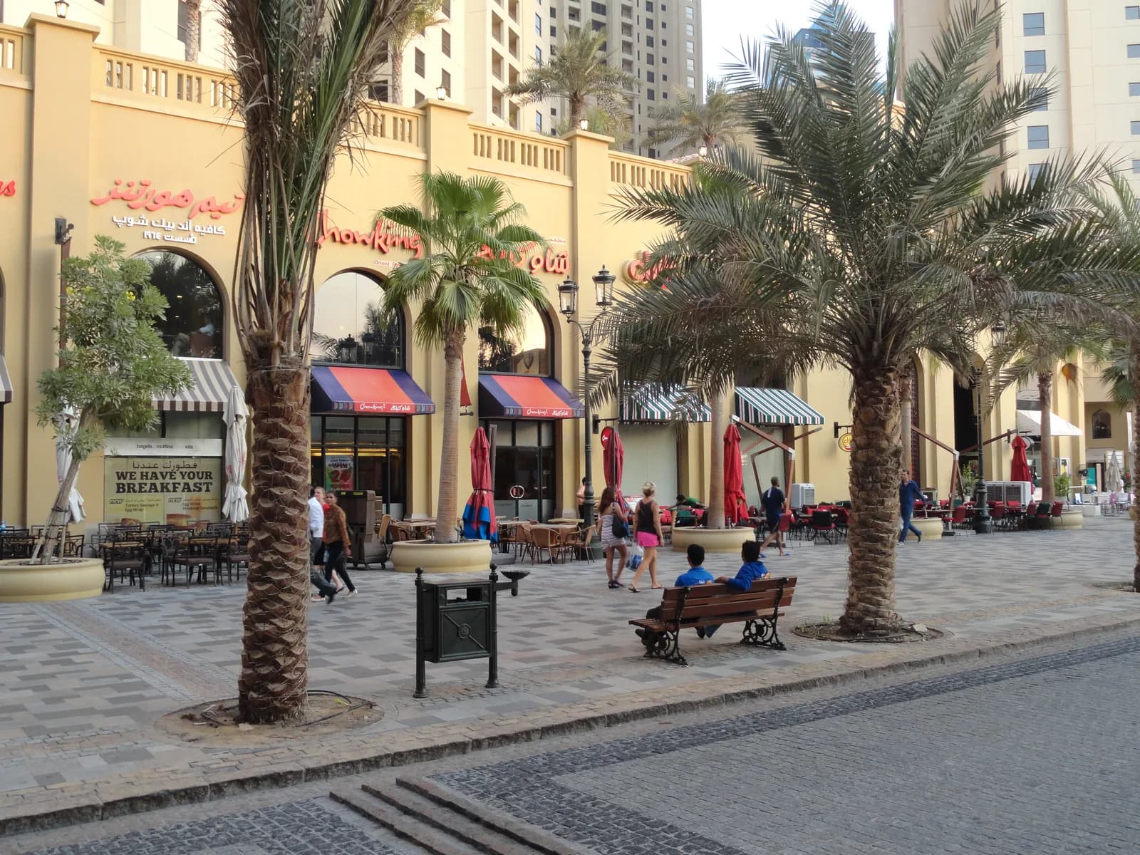 The Walk promenade at Jumeirah Beach Residence in Dubai Marina