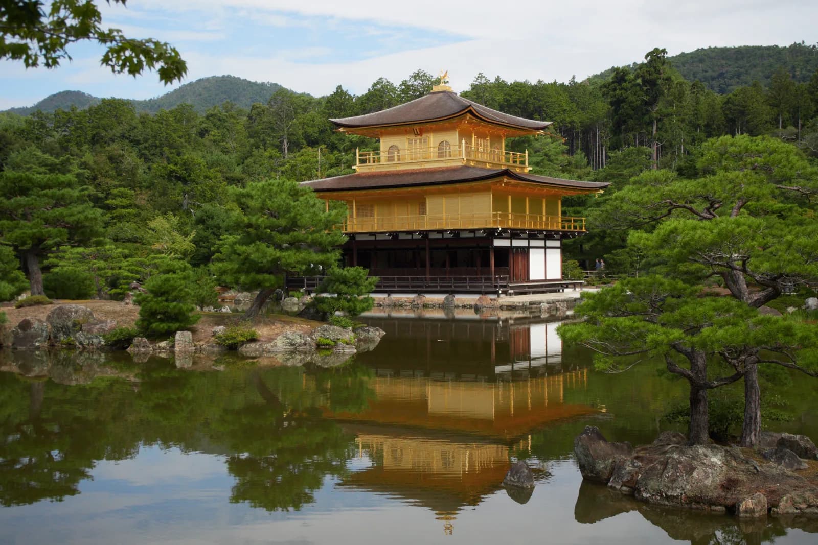 Kinkaku-ji, the Golden Pavilion, reflected in its pond in Kyoto