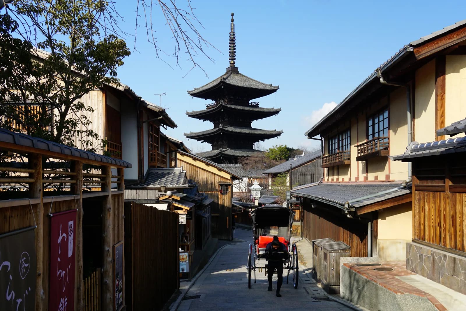 The Yasaka pagoda above the preserved lanes of Higashiyama in Kyoto