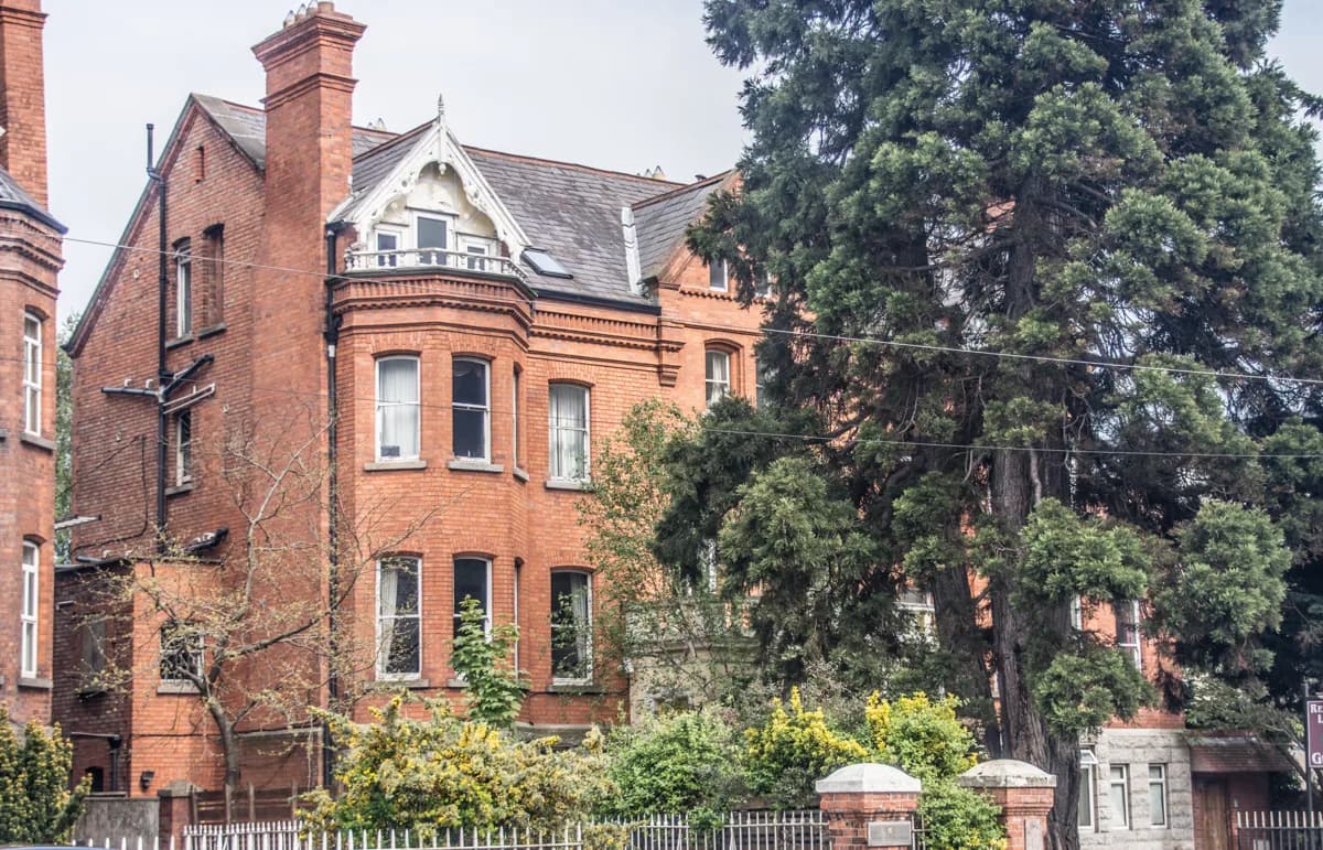 Red-brick Victorian terraces in Ballsbridge near the InterContinental
