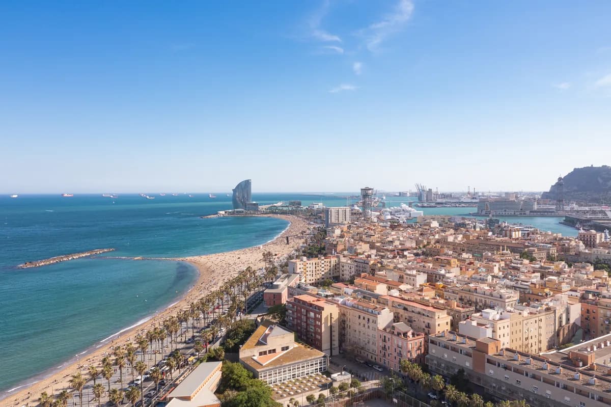 The Barceloneta seafront, where the W's pools face the open sea