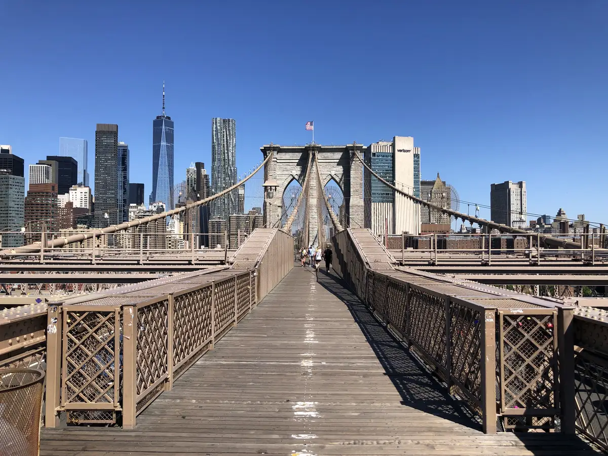 Brooklyn Bridge on foot in New York