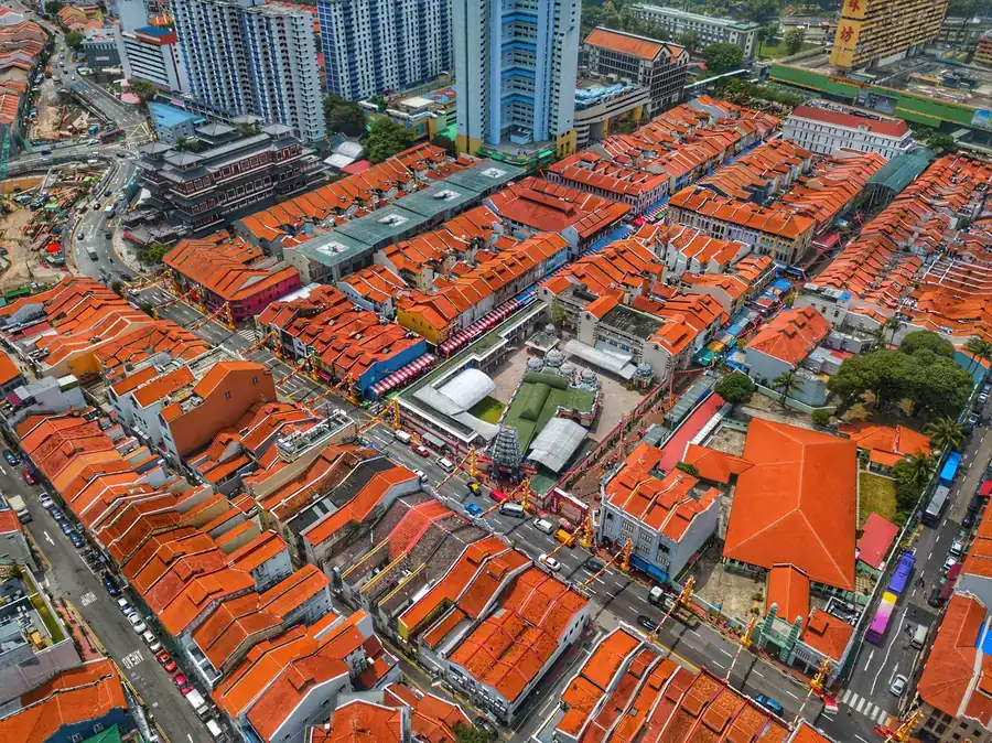Restored shophouses in Singapore's Chinatown, the best-connected pocket in the city