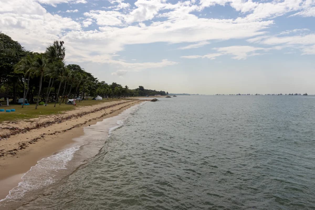 The beach at East Coast Park in Singapore, away from the central hotel districts