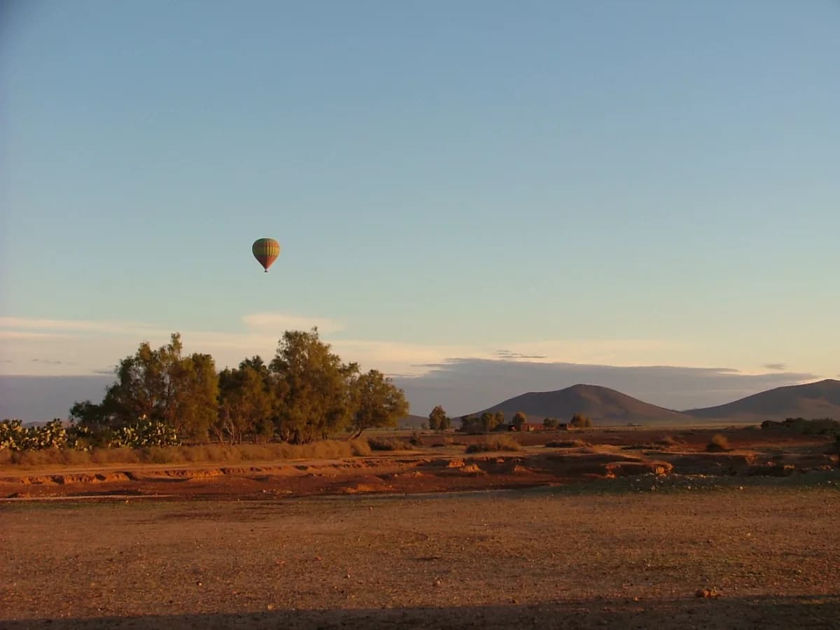 Hot-air balloon at dawn in Marrakech