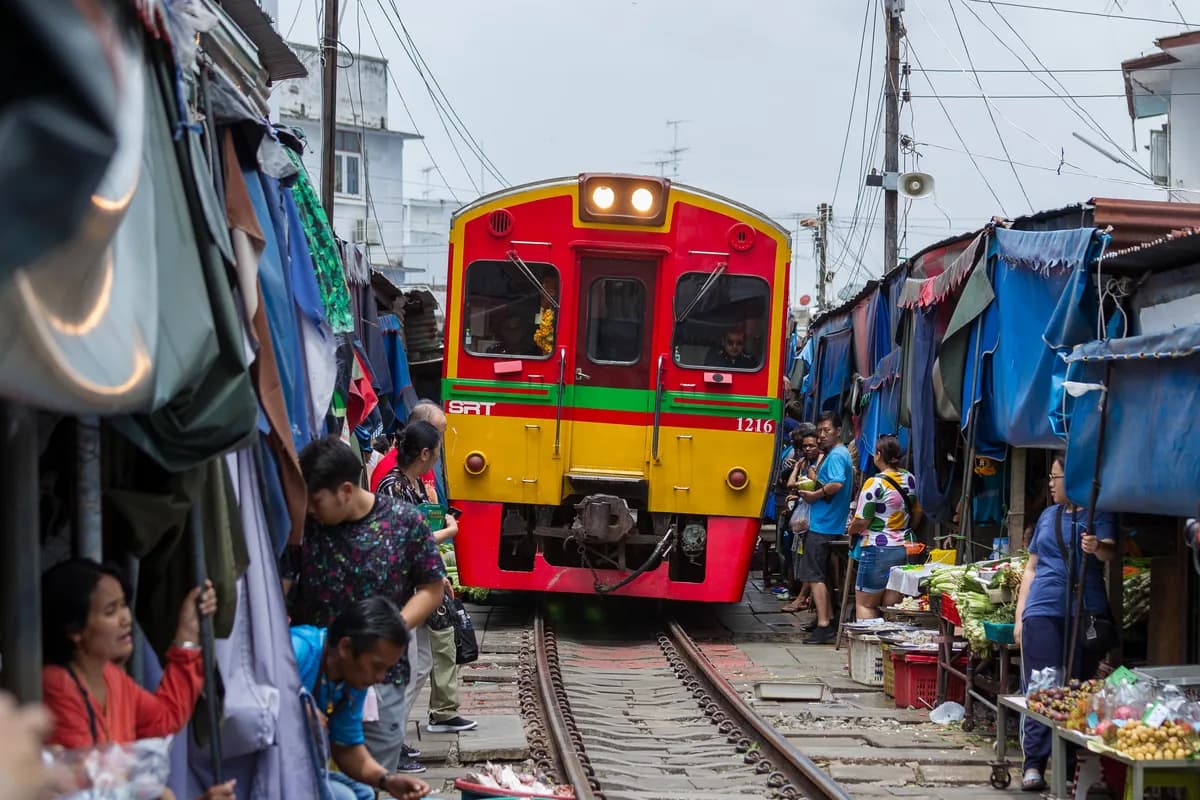 Maeklong railway market, a day trip from Bangkok