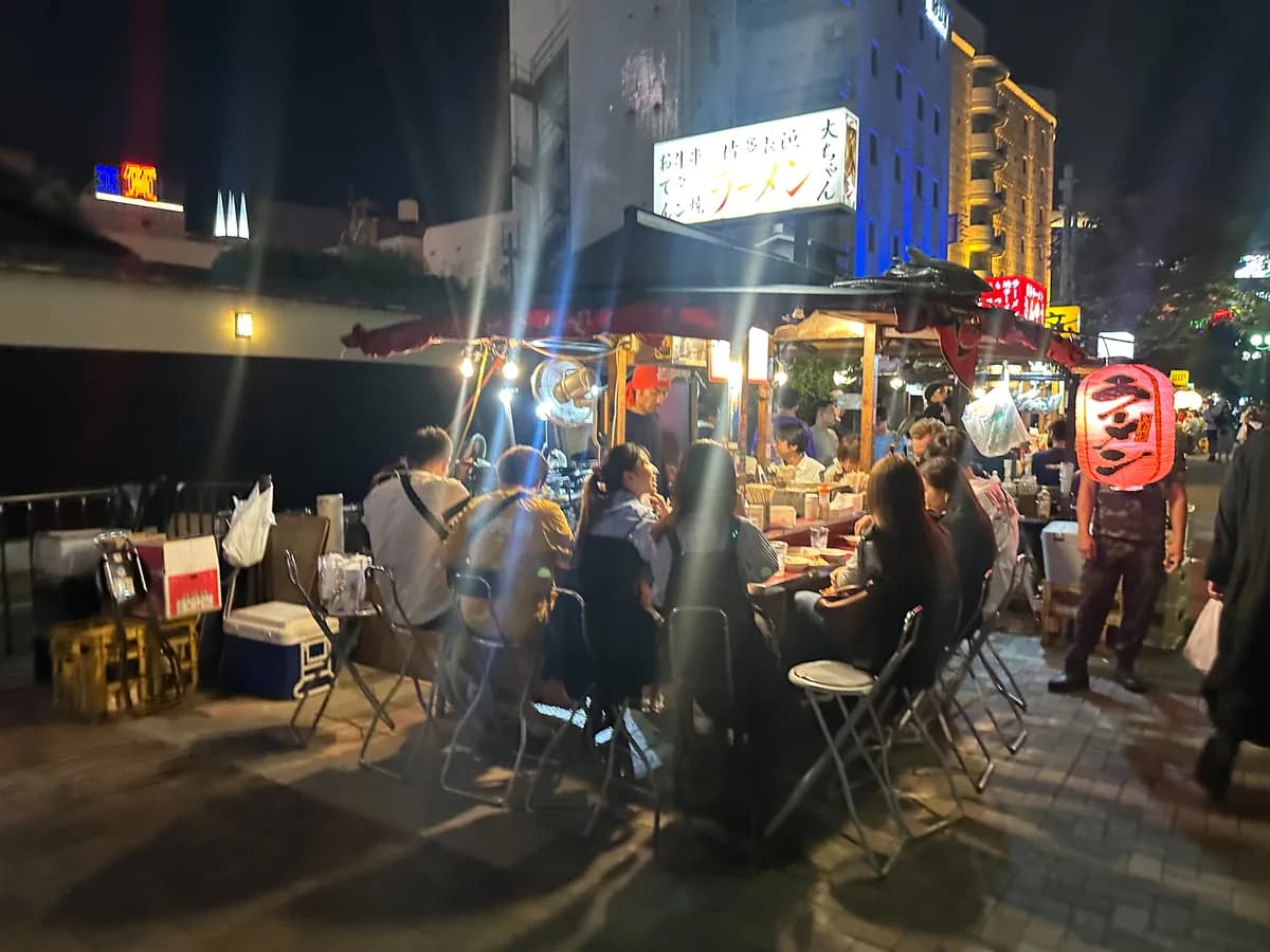 Yatai food stalls at night in Fukuoka
