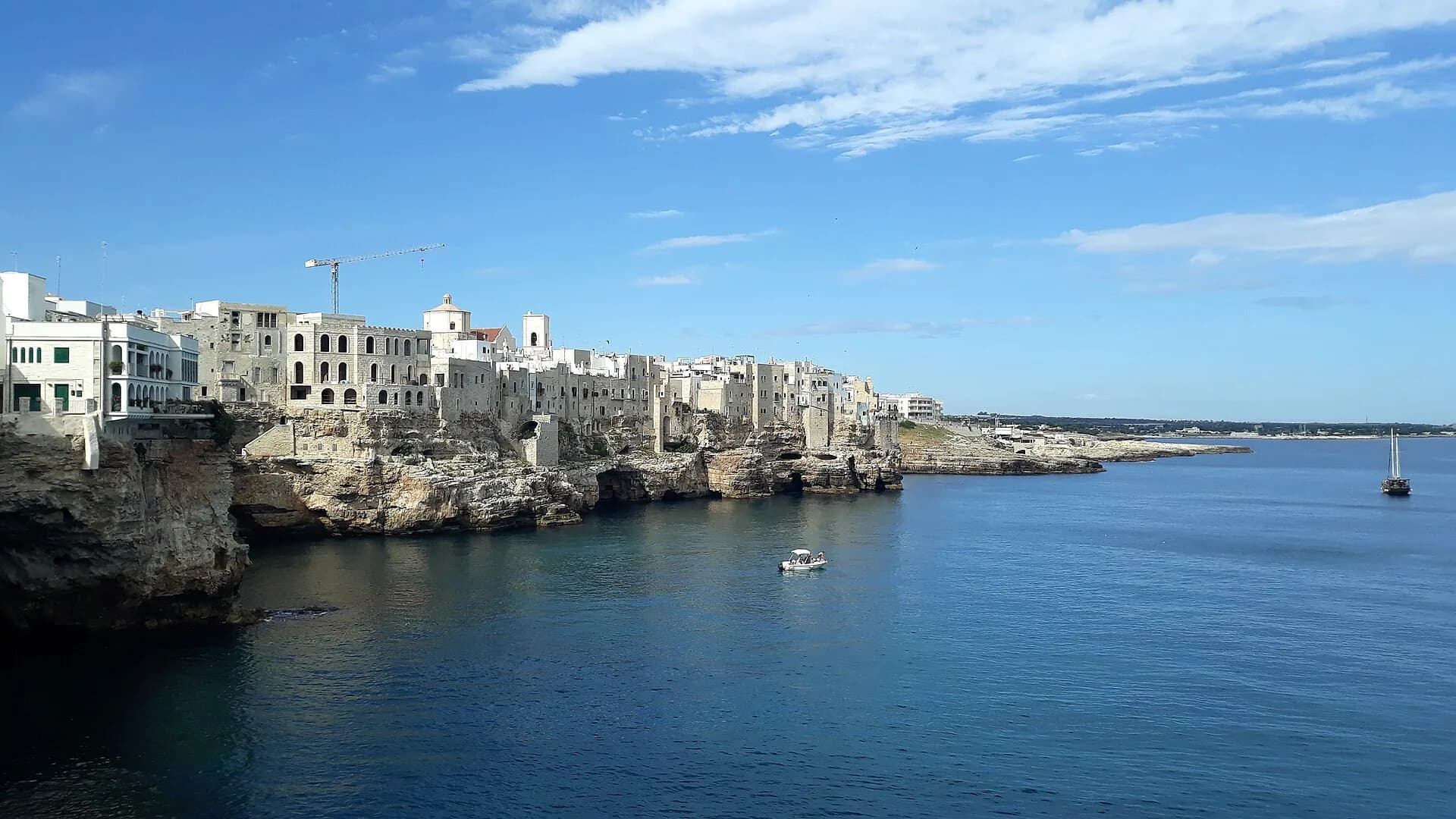 The clifftop old town of Polignano a Mare above the Adriatic in Puglia