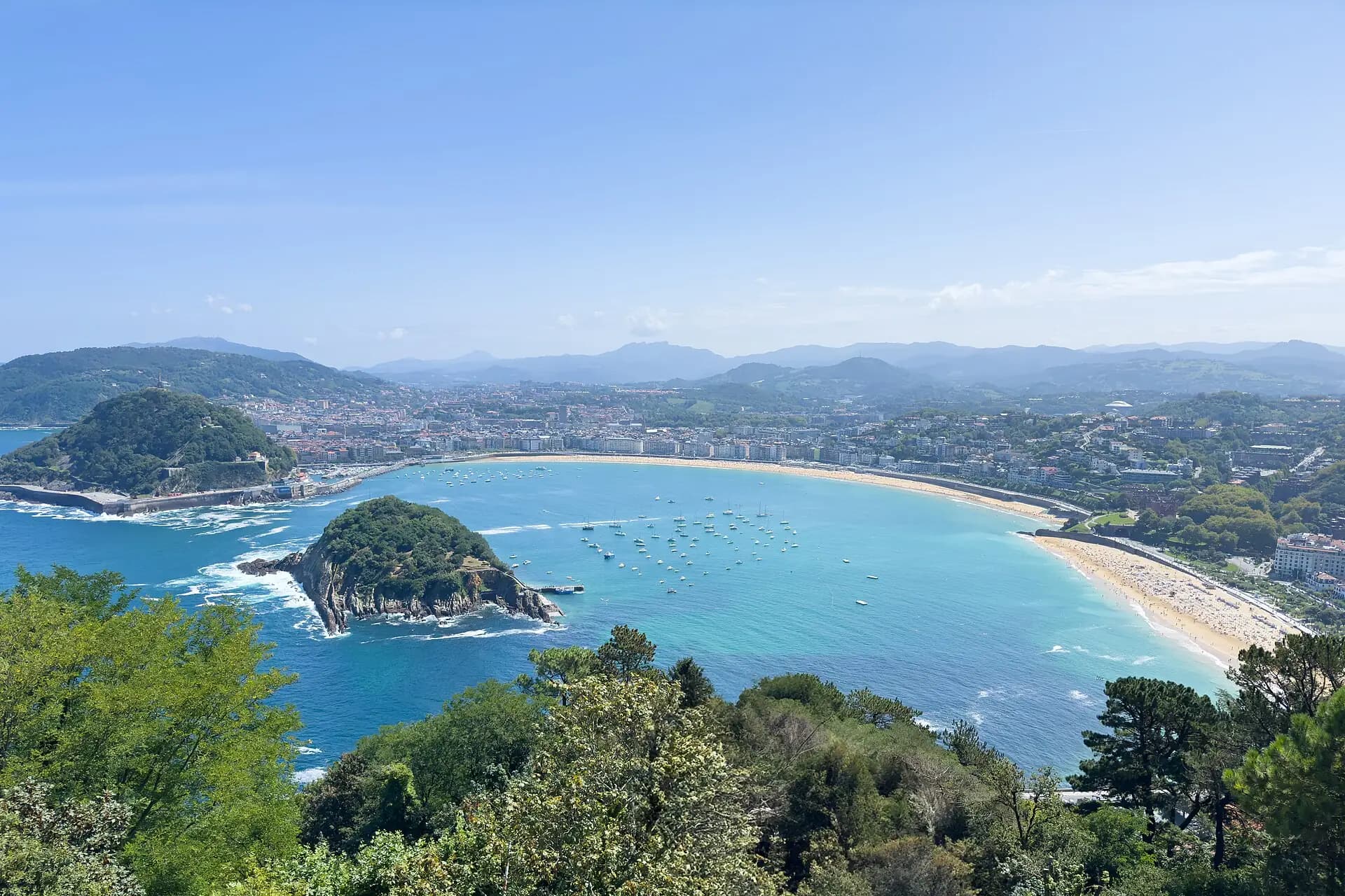 La Concha bay in San Sebastian seen from the hillside above the city