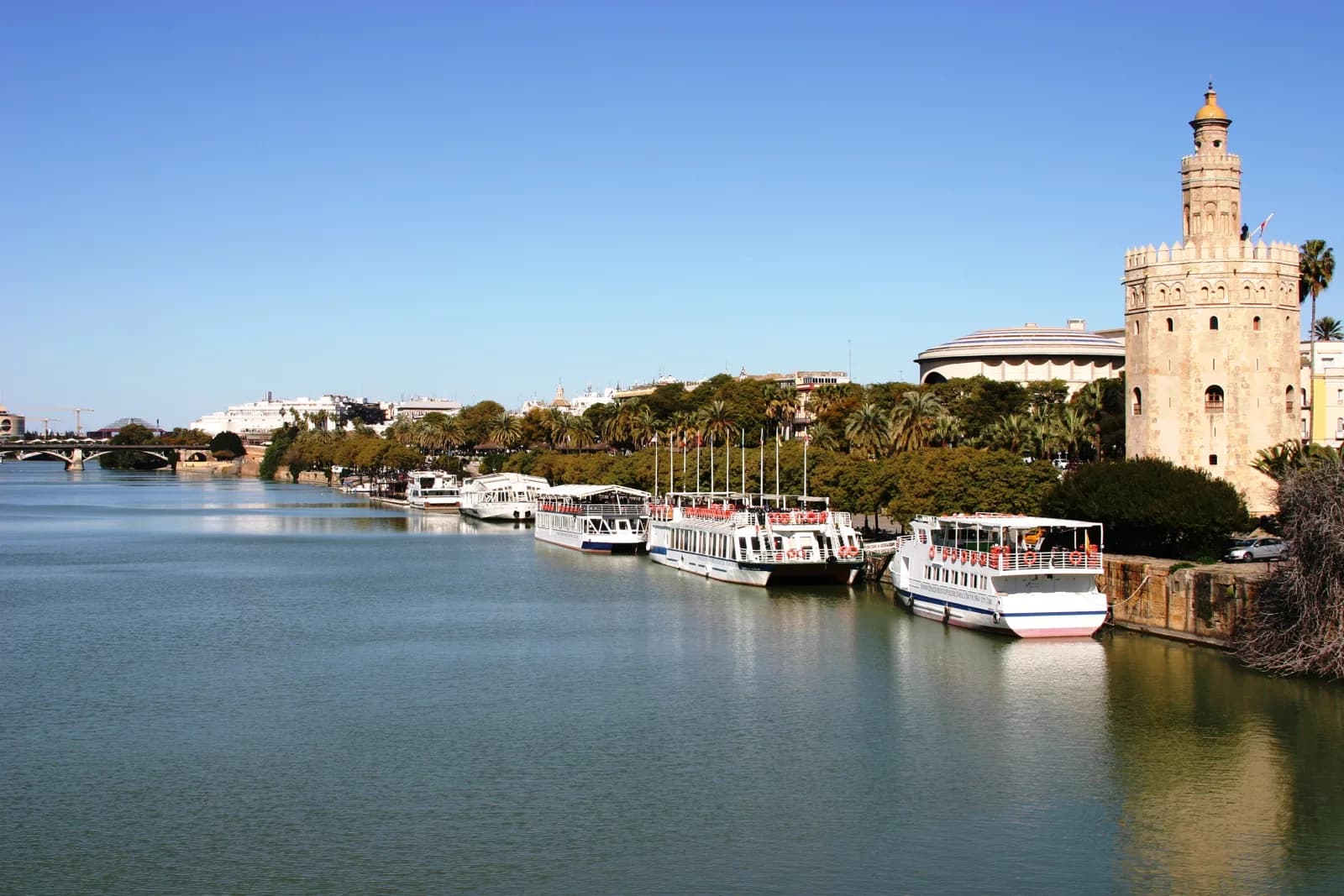 The Guadalquivir at Seville with the Torre del Oro on the bank