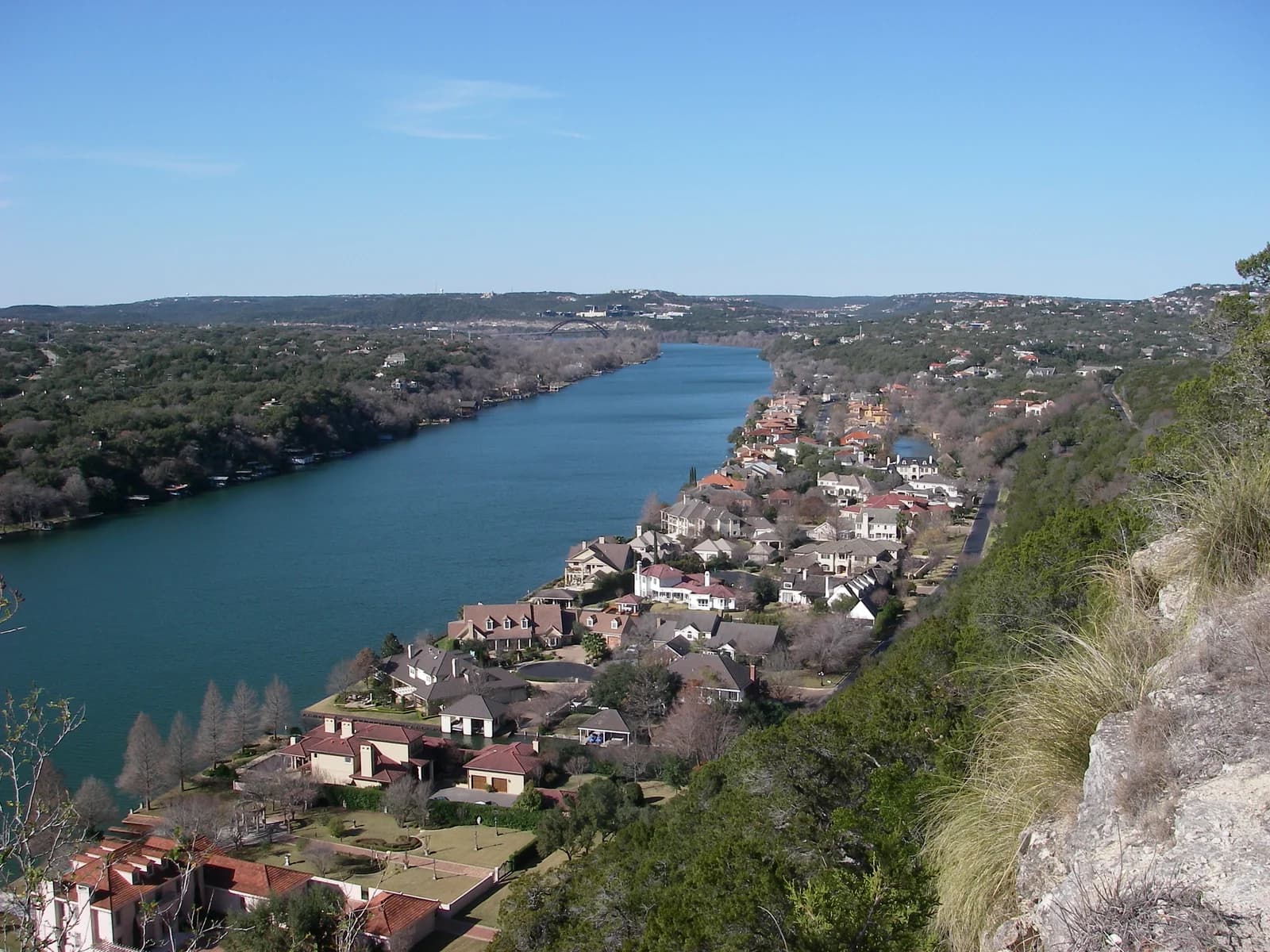 The view along Lake Austin from the summit of Mount Bonnell