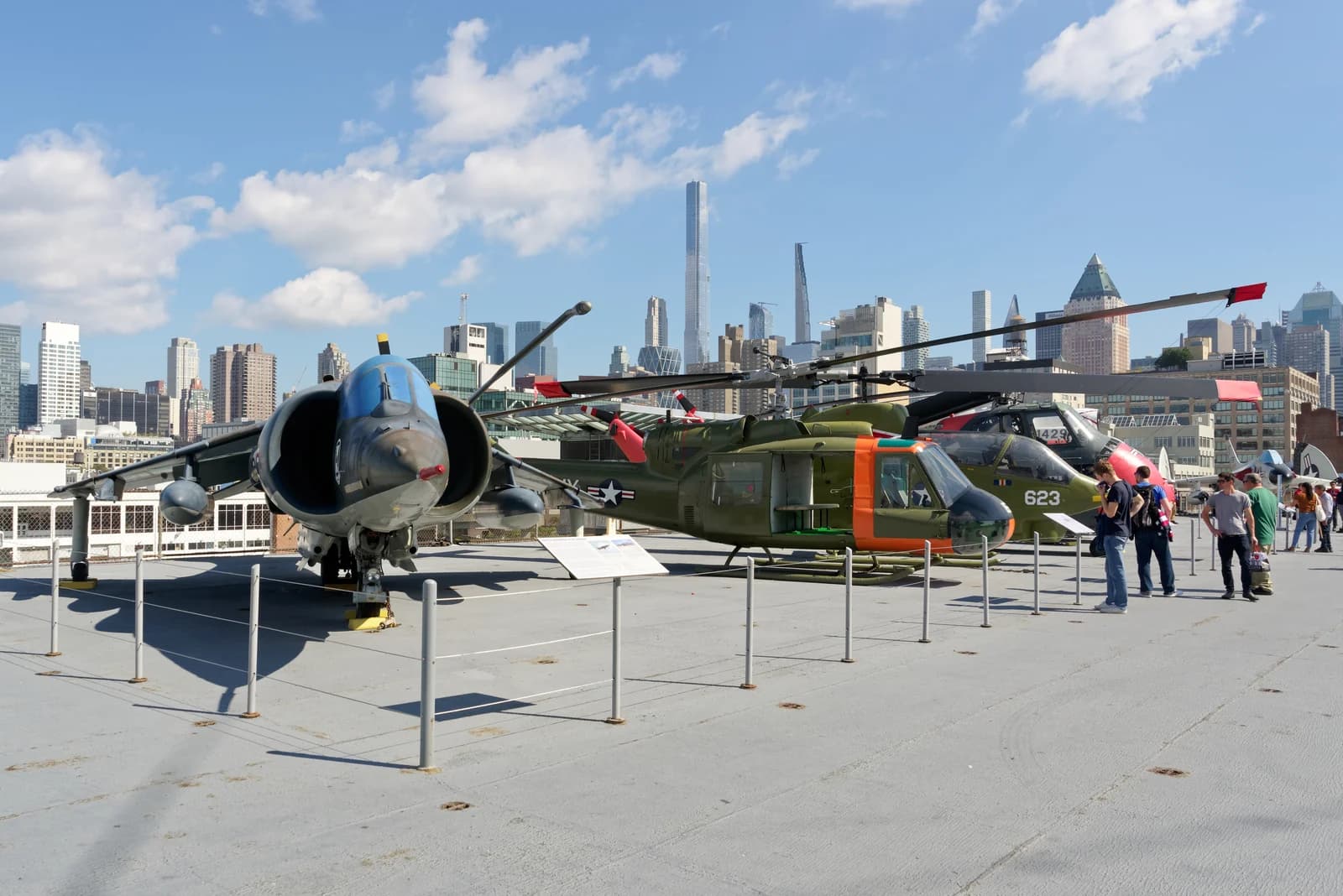 Aircraft parked on the flight deck of the Intrepid museum ship in New York