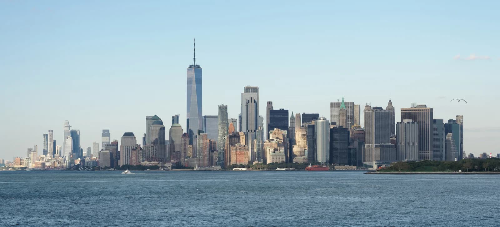 The Manhattan skyline seen from the deck of the Staten Island Ferry